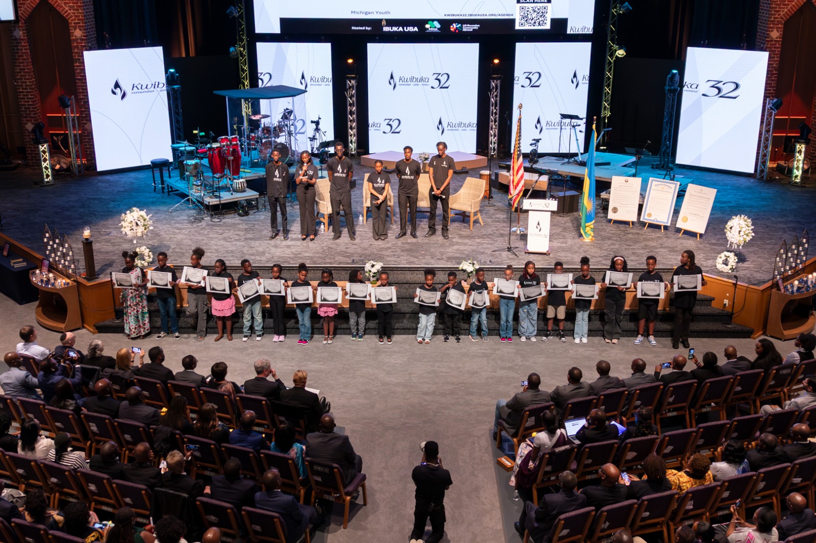 Youth participants and attendees at the Kwibuka 32 U.S. National Commemoration in Kentwood, Michigan.